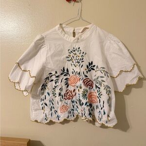 Zara - Embroidered Cream Top from Trafaluc Collection